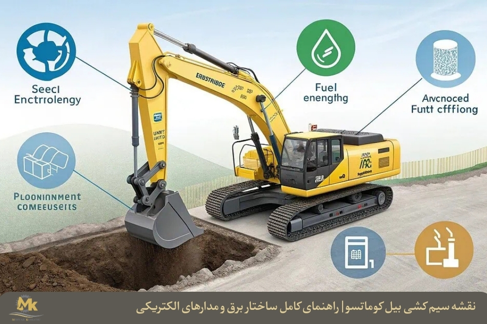 نقشه سیم کشی بیل کوماتسو | راهنمای کامل ساختار برق و مدارهای الکتریکی